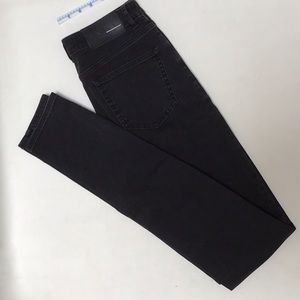 Distressed denim black jeans